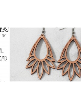 Σετ των 3 Intra απο ξύλο plywood 3mm-4mm πάχος - Σκουλαρίκια με χαραγμένα Floral Drop Δίασταση 3x3 cm INTRAFABR-121663810