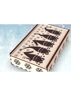 Σετ των 3 Intra απο ξύλο plywood 3mm-4mm πάχος - Χαραγμένο κουτί με συρόμενο καπάκι για γιορτές Δίασταση 4x4 cm INTRAFABR-109675610