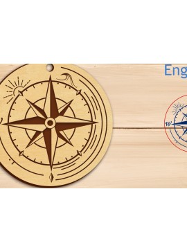 Σετ των 3 Intra απο ξύλο plywood 3mm-4mm πάχος - Χαραγμένο μπρελόκ με πυξίδα  Δίασταση 4x4 cm INTRAFABR-100003703