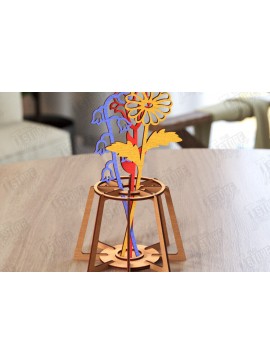 Σετ των 3 Intra απο ξύλο plywood 3mm-4mm πάχος - Αιώνια Λουλούδια με Stand Laser Cut Δίασταση 20x20 cm INTRAFABR-119959414