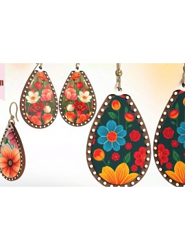 Intra απο ξύλο plywood 3mm-4mm πάχος - Ethnic Style Σκουλαρίκια Drop Laser Cut Δίασταση 32x52 cm INTRAFABR-123290446