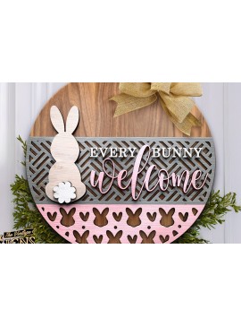 Σετ των 2 Intra απο ξύλο plywood 3mm-4mm πάχος - Κάθε λαγουδάκι καλώς ήλθατε | Κρεμάστρα πόρτας  Δίασταση 15x15 cm INTRAFABR-117240146