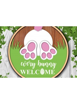 Σετ των 2 Intra απο ξύλο plywood 3mm-4mm πάχος - Κάθε λαγουδάκι καλωσορίζει το Πάσχα της πόρτας Δίασταση 15x15 cm INTRAFABR-25334133