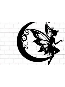 Intra απο ξύλο plywood 3mm-4mm πάχος - Fairy and Moon Wall Art Laser Cut  Δίασταση 40x50 cm INTRAFABR-122528463