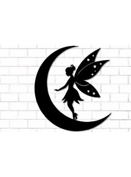 Intra απο ξύλο plywood 3mm-4mm πάχος - Fairy and Moon Wall Art Laser Cut  Δίασταση 40x50 cm INTRAFABR-122527984