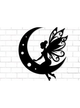 Intra απο ξύλο plywood 3mm-4mm πάχος - Fairy and Moon Wall Art Laser Cut  Δίασταση 40x50 cm INTRAFABR-122528356