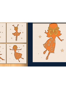 Σετ των 2 Intra απο ξύλο plywood 3mm-4mm πάχος - Πακέτο  Shadow Box Fairy Butterfly Δίασταση 25x25 cm INTRAFABR-34893963