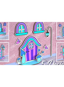 Σετ των 2 Intra απο ξύλο plywood 3mm-4mm πάχος - Πακέτο κοπής Laser Door Fairy Garden Δίασταση 30x20 cm INTRAFABR-95987147