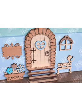 Σετ των 2 Intra απο ξύλο plywood 3mm-4mm πάχος - Fairy Garden Door Design Cut Laser Δίασταση 30x20 cm INTRAFABR-96214801
