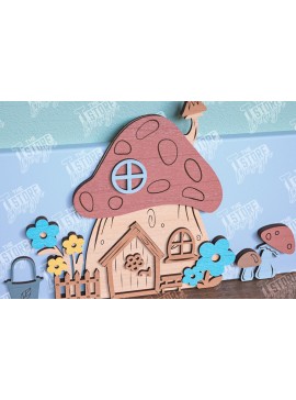 Σετ των 2 Intra απο ξύλο plywood 3mm-4mm πάχος - Fairy Garden Door Design Cut Laser Δίασταση 30x20 cm INTRAFABR-96214809