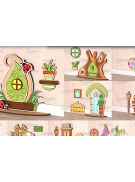 Intra απο ξύλο plywood 3mm-4mm πάχος - Δέσμη κοπής με λέιζερ Fairy Garden Doors Δίασταση 30x20 cm INTRAFABR-99395977