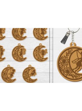 Σετ των 3 Intra απο ξύλο plywood 3mm-4mm πάχος - Μπρελόκ Fairy Lasercut Δίασταση 4x4 cm INTRAFABR-115445753
