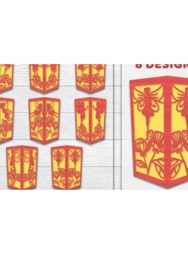 Σετ των 2 Intra απο ξύλο plywood 3mm-4mm πάχος - Φωτιστικό Fairy Lasercut BNDLES 8 ΣΧΕΔΙΑ Δίασταση 20x20 cm INTRAFABR-115436981