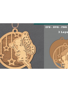 Σετ των 3 Intra απο ξύλο plywood 3mm-4mm πάχος - Στολίδι Fairy Laser Cut  Δίασταση 6x6 cm INTRAFABR-112074741