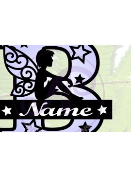 Σετ των 2 Intra απο ξύλο plywood 3mm-4mm πάχος - Fairy Letter B Μονόγραμμα  Cut  Δίασταση 30x20 cm INTRAFABR-69040503