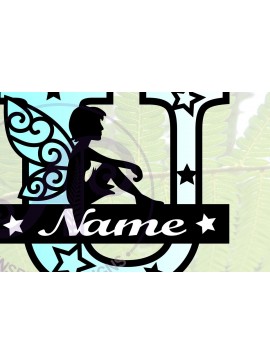 Σετ των 2 Intra απο ξύλο plywood 3mm-4mm πάχος -  περικοπής Fairy Letter U Monogram  Δίασταση 30x20 cm INTRAFABR-69041557