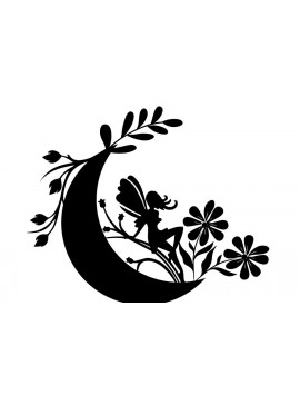 Σετ των 2 Intra απο ξύλο plywood 3mm-4mm πάχος - Fairy Moon Floral κορίτσι με φύλλα δέντρο Δίασταση 20x20 cm INTRAFABR-75741259