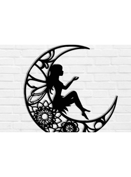 Intra απο ξύλο plywood 3mm-4mm πάχος -  με λέιζερ τοίχου Fairy Moon Δίασταση 40x50 cm INTRAFABR-119550183