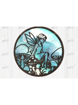 Intra απο ξύλο plywood 3mm-4mm πάχος - Fairy on Mushroom Suncatcher  Δίασταση 30x20 cm INTRAFABR-124517269