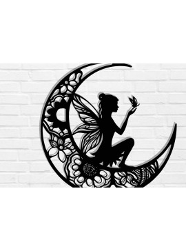 Intra απο ξύλο plywood 3mm-4mm πάχος - Fairy on the Moon Laser Cut  Δίασταση 40x50 cm INTRAFABR-119549820