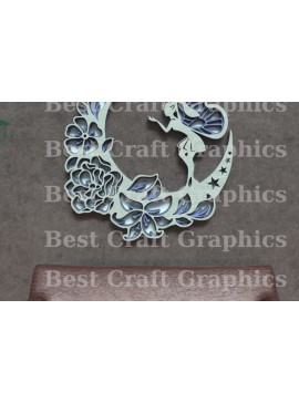 Σετ των 2 Intra απο ξύλο plywood 3mm-4mm πάχος -  Laser Fairy on the Moon Δίασταση 20x20 cm INTRAFABR-119821200