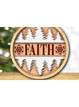 Σετ των 3 Intra απο ξύλο plywood 3mm-4mm πάχος - Faith-Χριστουγεννιάτικο Στολίδι Laser Cut Δίασταση 6x6 cm INTRAFABR-117891443