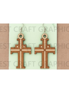 Σετ των 3 Intra απο ξύλο plywood 3mm-4mm πάχος -  Faith Cross Earrings  Δίασταση 3x3 cm INTRAFABR-124747872