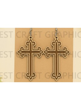 Σετ των 3 Intra απο ξύλο plywood 3mm-4mm πάχος - Ξύλινα σκουλαρίκια Faith Cross Δίασταση 3x3 cm INTRAFABR-124682504