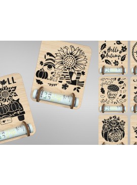 Σετ των 2 Intra απο ξύλο plywood 3mm-4mm πάχος - Φθινοπωρινός κάτοχος χρημάτων  Δίασταση 20x20 cm INTRAFABR-110178247