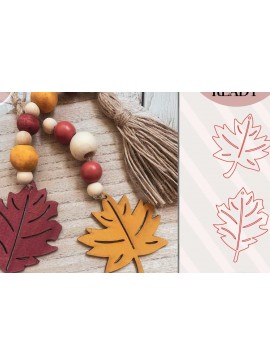 Σετ των 2 Intra απο ξύλο plywood 3mm-4mm πάχος - Φθινοπωρινό Beaded Garland Tag  αποκοπής Δίασταση 15x15 cm INTRAFABR-74511035