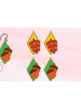 Σετ των 3 Intra απο ξύλο plywood 3mm-4mm πάχος - Φθινοπωρινά Σκουλαρίκια | Σκουλαρίκια Cut and Score Δίασταση 3x3 cm INTRAFABR-103211389