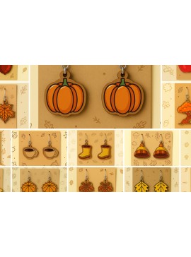 Σετ των 3 Intra απο ξύλο plywood 3mm-4mm πάχος - Φθινοπωρινά Σκουλαρίκια  Πακέτο Δίασταση 3x3 cm INTRAFABR-125232037