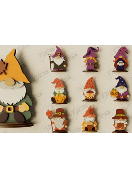 Σετ των 2 Intra απο ξύλο plywood 3mm-4mm πάχος - Πακέτο Fall Gnomes | Διακόσμηση Κήπου Δίασταση 15x15 cm INTRAFABR-105709883