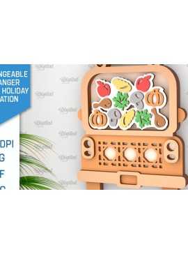 Σετ των 2 Intra απο ξύλο plywood 3mm-4mm πάχος - Φθινοπωρινή εναλλάξιμη διακόσμηση με λέιζερ Δίασταση 30x20 cm INTRAFABR-107019116