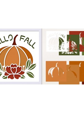 Σετ των 3 Intra απο ξύλο plywood 3mm-4mm πάχος - Fall Layered Shadow Box , 3d Pumpkin Δίασταση 8x8 cm INTRAFABR-77396787