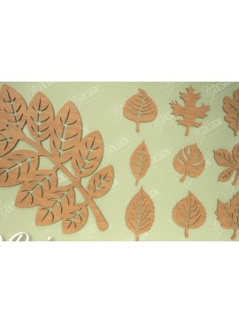 Σετ των 2 Intra απο ξύλο plywood 3mm-4mm πάχος - Δέσμη Φθινοπωρινών Φύλλων | Φθινοπωρινά Σύμβολα | CNC Δίασταση 30x20 cm INTRAFABR-103511274