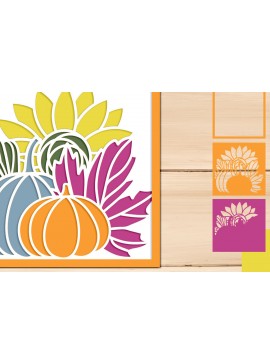 Σετ των 3 Intra απο ξύλο plywood 3mm-4mm πάχος - Fall Pumpkin Shadow Box, τρισδιάστατη Ημέρα των Ευχαριστιών Δίασταση 25x25 cm INTRAFABR-103862262