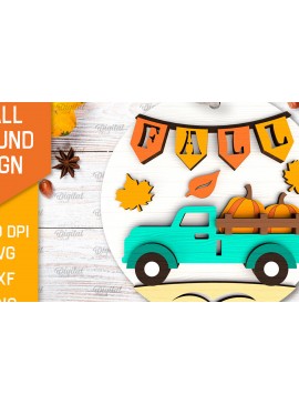 Intra απο ξύλο plywood 3mm-4mm πάχος - Στρογγυλή πινακίδα πτώσης με λέιζερ. Φθινοπωρινό σημάδι Δίασταση 30x20 cm INTRAFABR-103232863