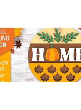 Σετ των 2 Intra απο ξύλο plywood 3mm-4mm πάχος - Στρογγυλή πινακίδα πτώσης με λέιζερ. Φθινοπωρινό σημάδι Δίασταση 30x20 cm INTRAFABR-103232899