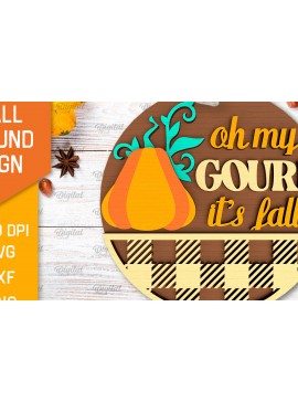 Σετ των 2 Intra απο ξύλο plywood 3mm-4mm πάχος - Στρογγυλή πινακίδα πτώσης με λέιζερ. Φθινοπωρινό σημάδι Δίασταση 30x20 cm INTRAFABR-103233457