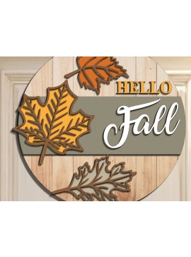 Σετ των 2 Intra απο ξύλο plywood 3mm-4mm πάχος -  λέιζερ με σημάδι καλωσορίσματος φθινοπώρου Δίασταση 20x20 cm INTRAFABR-110613345