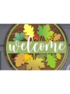 Σετ των 2 Intra απο ξύλο plywood 3mm-4mm πάχος - Πινακίδα καλωσορίσματος  | Φθινοπωρινό σημάδι  Δίασταση 20x20 cm INTRAFABR-33008477