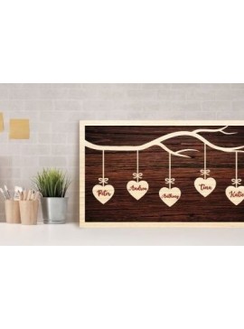 Σετ των 2 Intra απο ξύλο plywood 3mm-4mm πάχος -  πινακίδα πλαισίου Famile Tree Δίασταση 20x25 cm INTRAFABR-31758094