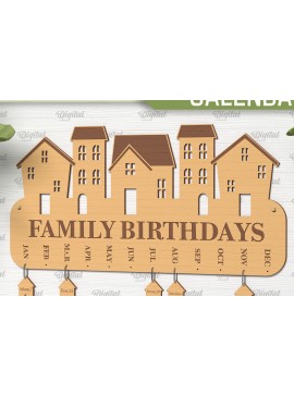 Σετ των 2 Intra απο ξύλο plywood 3mm-4mm πάχος - Οικογενειακό ημερολόγιο γενεθλίων  Δίασταση 20x20 cm INTRAFABR-89694422