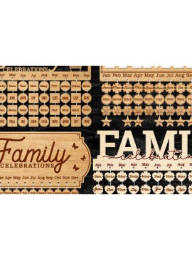 Σετ των 2 Intra απο ξύλο plywood 3mm-4mm πάχος - Πακέτο οικογενειακών εορτασμών Δίασταση 20x20 cm INTRAFABR-100825721