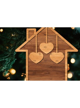 Σετ των 2 Intra απο ξύλο plywood 3mm-4mm πάχος - Οικογενειακή Χριστουγεννιάτικη Διακόσμηση Laser Cut  Δίασταση 20x20 cm INTRAFABR-107178949