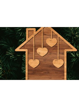 Σετ των 2 Intra απο ξύλο plywood 3mm-4mm πάχος - Οικογενειακή Χριστουγεννιάτικη Διακόσμηση Laser Cut  Δίασταση 20x20 cm INTRAFABR-107178970