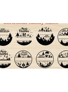 Σετ των 2 Intra απο ξύλο plywood 3mm-4mm πάχος - Οικογενειακό Χριστουγεννιάτικο Όνομα , Χριστούγεννα Δίασταση 20x20 cm INTRAFABR-109617033