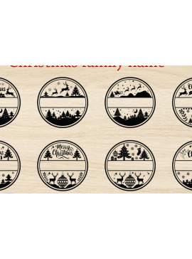 Σετ των 2 Intra απο ξύλο plywood 3mm-4mm πάχος - Οικογενειακό Χριστουγεννιάτικο Όνομα , Χριστούγεννα Δίασταση 20x20 cm INTRAFABR-108439433