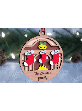 Σετ των 3 Intra απο ξύλο plywood 3mm-4mm πάχος - Οικογενειακό Χριστουγεννιάτικο Στολίδι | Ιδέα δώρου Δίασταση 6x6 cm INTRAFABR-109881262